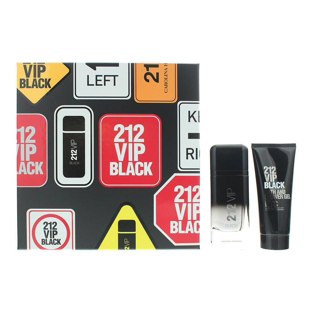 Carolina Herrera 212 Vip Black 2 Piece Gift Set: Eau de Parfum 100ml - Shower Ge