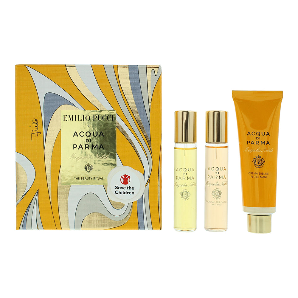 Acqua Di Parma Magnolia Nobile 3 Piece Gift Set: Eau De Parfum 12ml - Hair Mist 12ml - Hand Cream 30ml