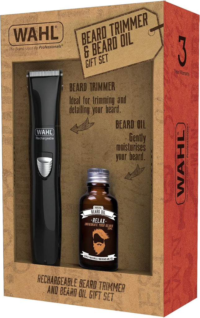Wahl Beard Trimmer & Beard Oil Gift Set | Recharge