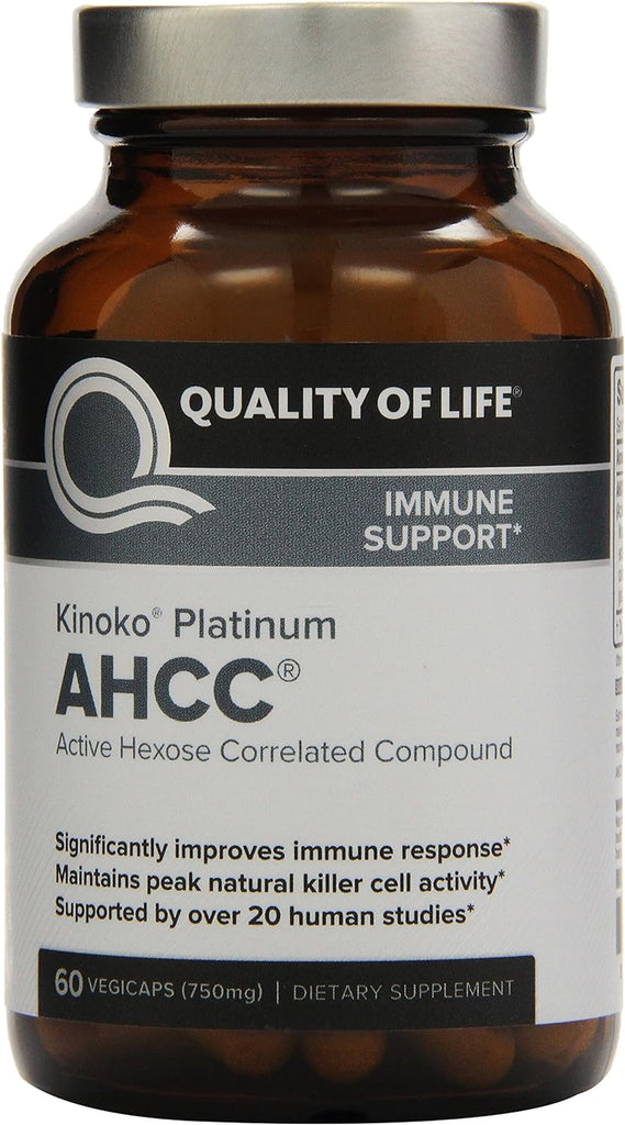 Quality of Life Labs, Kinoko Platinum AHCC, 750 mg, 60 Vegicaps