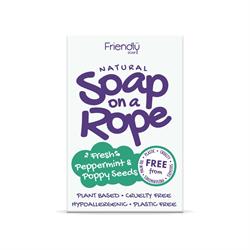 Friendly Soap Peppermint & Poppyseeds - Natural Soap On A Rope 125g