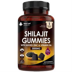 New Leaf Products Shilajit + Zinc & Vitamin B6 3000mg 60 Vegan Berry Gummies