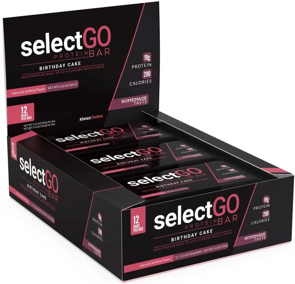 PEScience, SelectGo Protein Bar, Birthday Cake - 12 x 60g