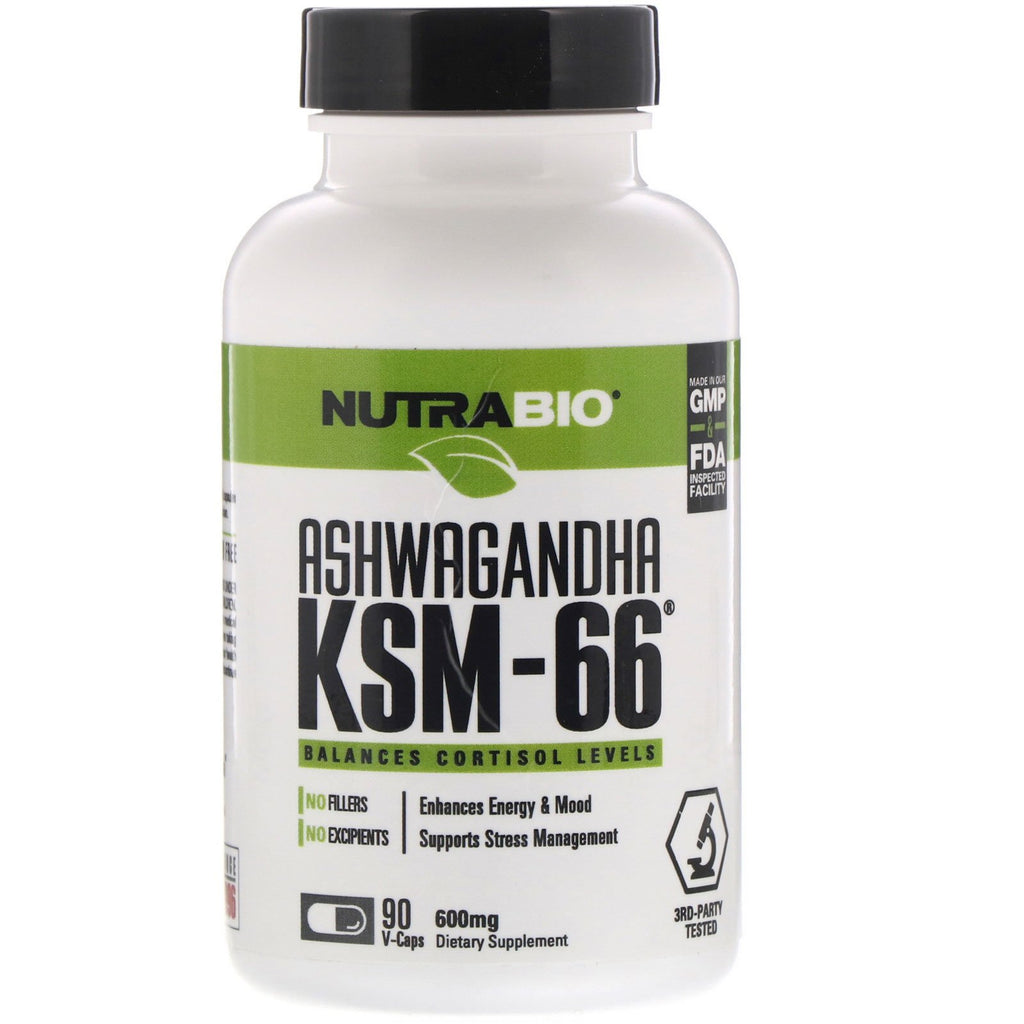 NutraBio Labs, Ashwagandha KSM-66, 600 mg, 90 V-Caps