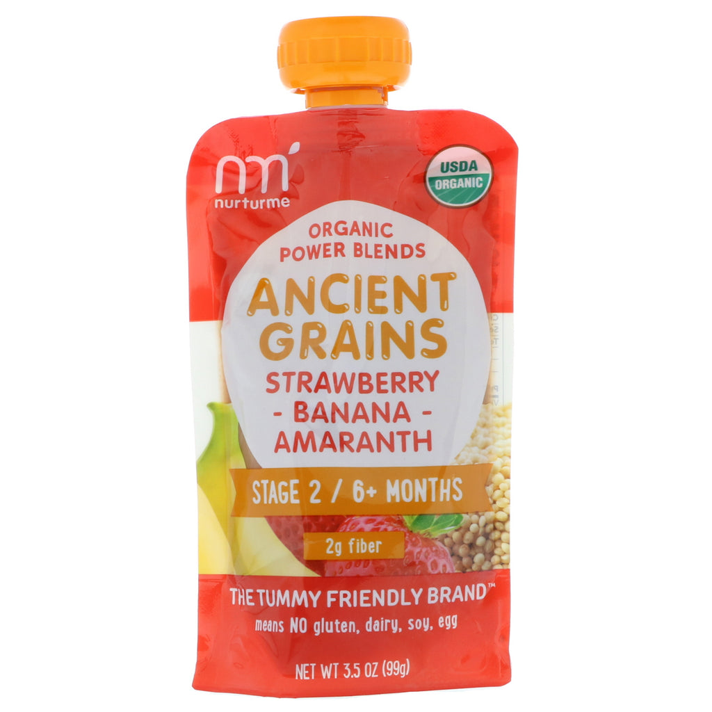 NurturMe Power Blends Ancient Grains Stage 2/6+ Months Strawberry Banana Amaranth 3.5 oz (99 g)