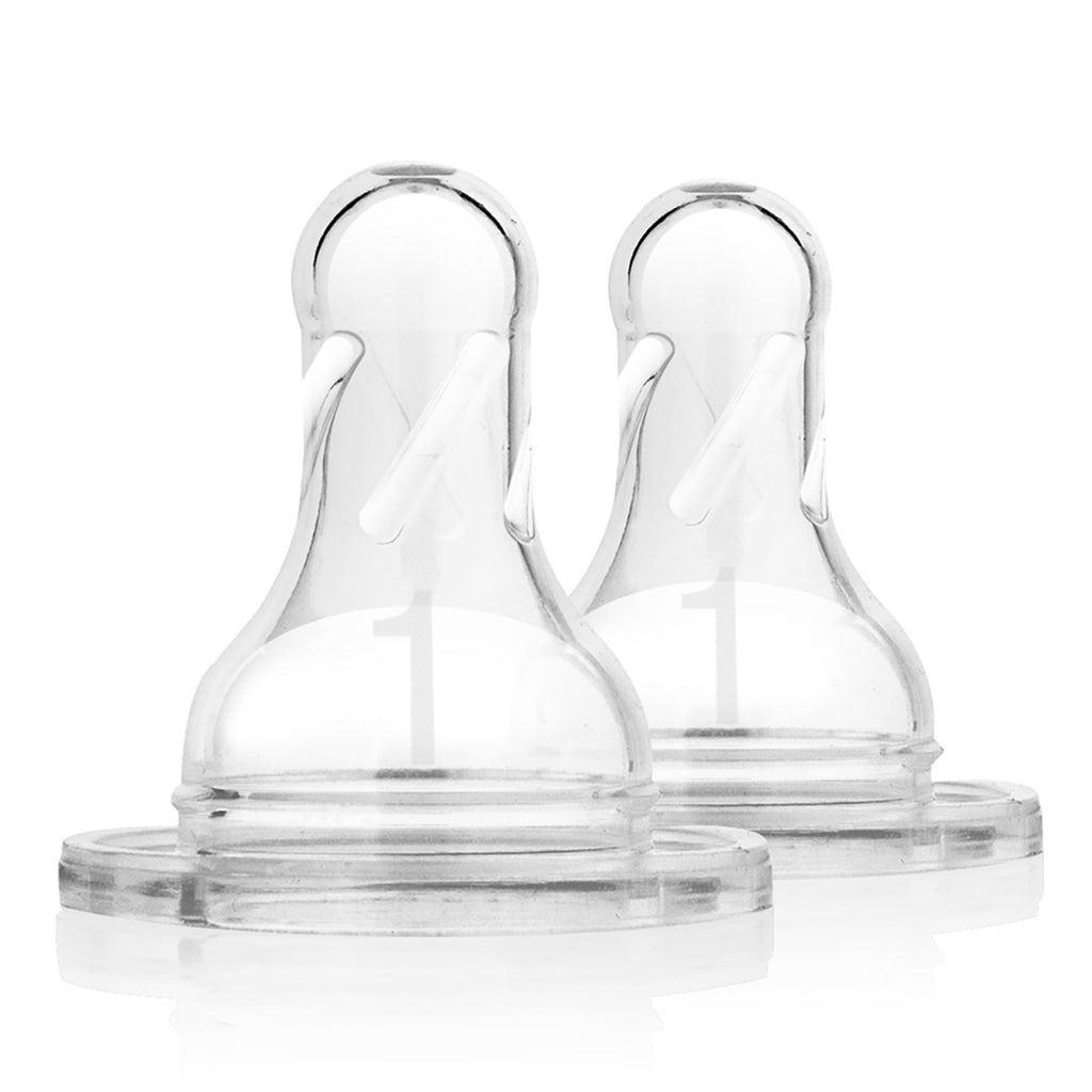 Dr. Brown's, Natural Flow, Silicone Nipples, Wide-Neck, Level 1, 0+ Months, 2 Pack