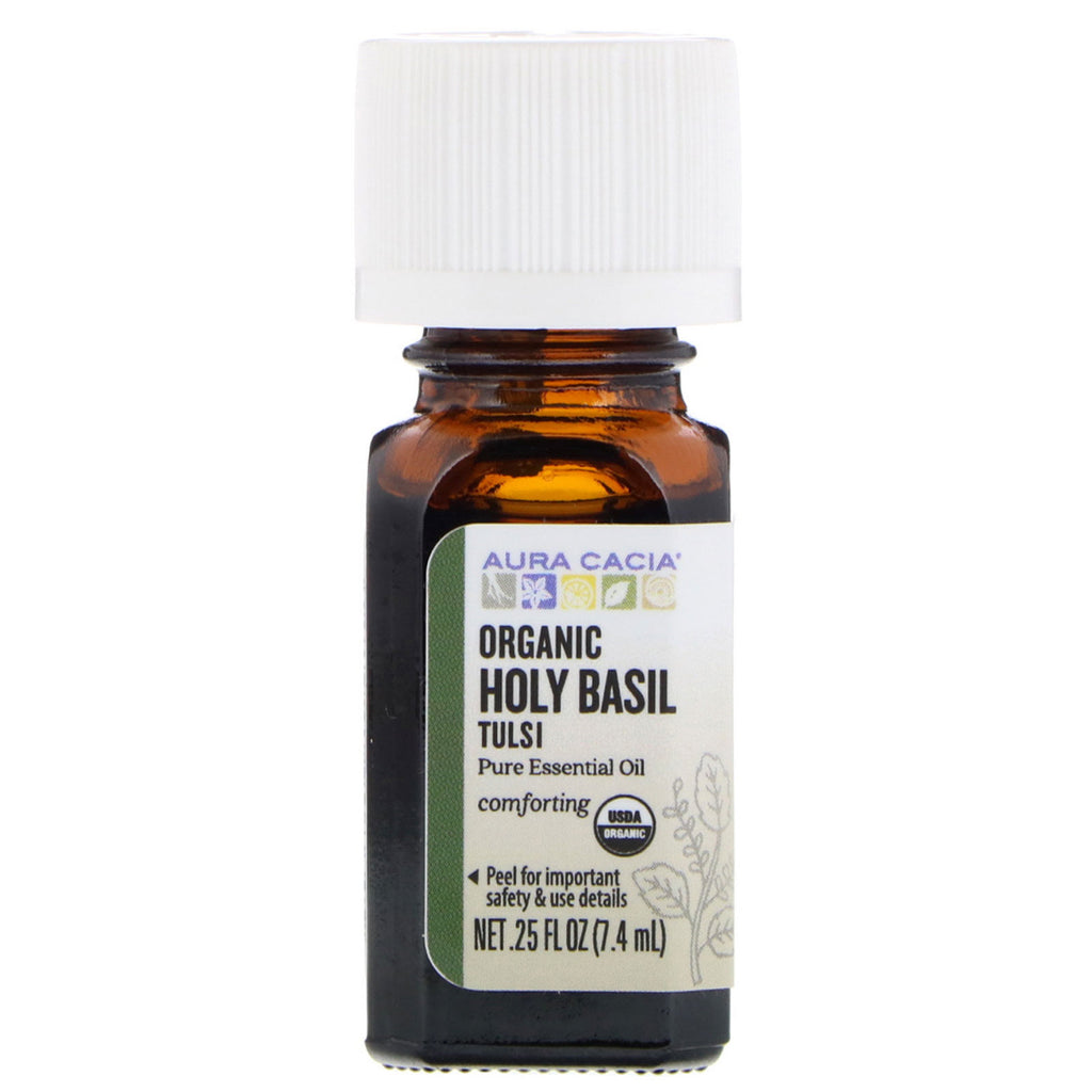 Aura Cacia, Pure Essential Oil, Holy Basil Tulsi, .25 fl oz (7.4 ml)