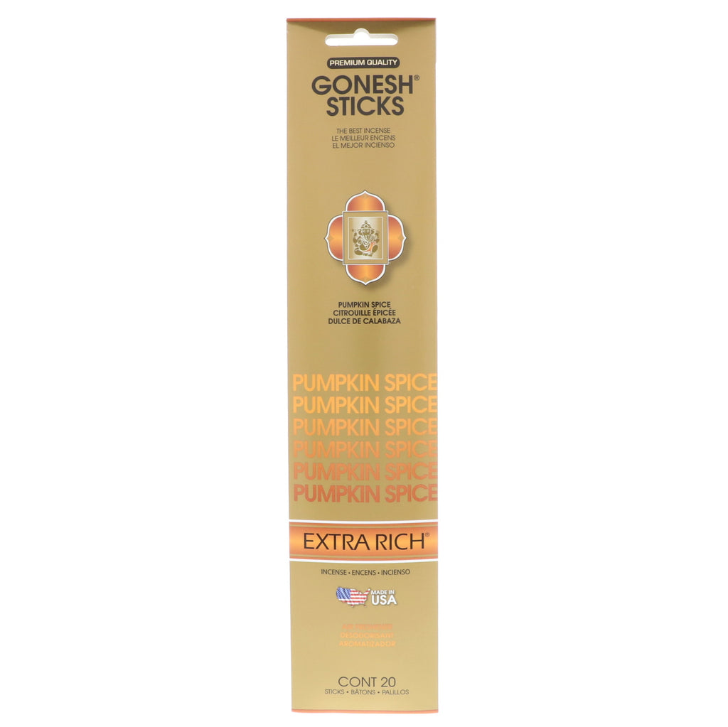 Gonesh, Extra Rich Incense Sticks, Pumpkin Spice, 20 Sticks