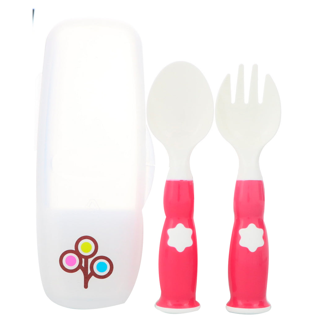 Zoli, Fork & Spoon Set, +6 mo, Pink, 2 Piece Set