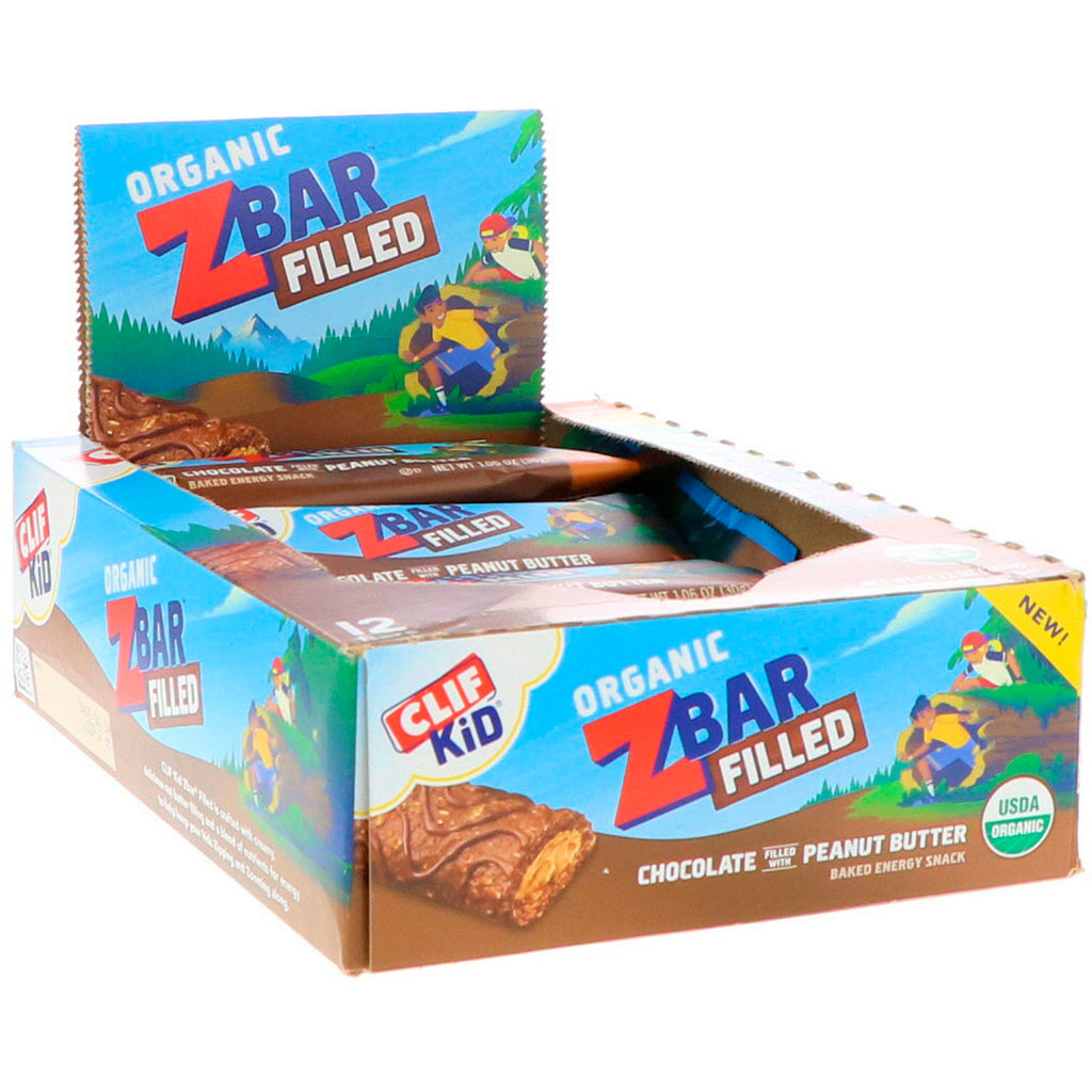 Clif Bar Clif Kid ZBar Filled Chocolate Filled with Peanut Butter 12 Bars 1.06 oz (30 g) Each