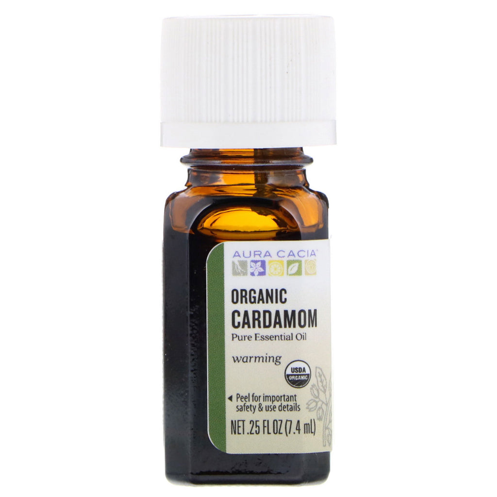 Aura Cacia, Pure Essential Oil, Cardamom, .25 fl oz (7.4 ml)