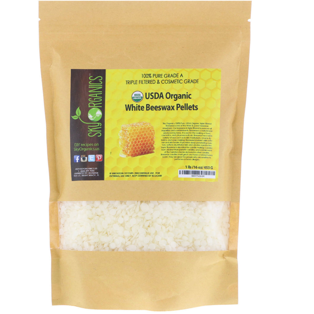 Sky s, , White Beeswax Pellets, 16 oz (453 g)