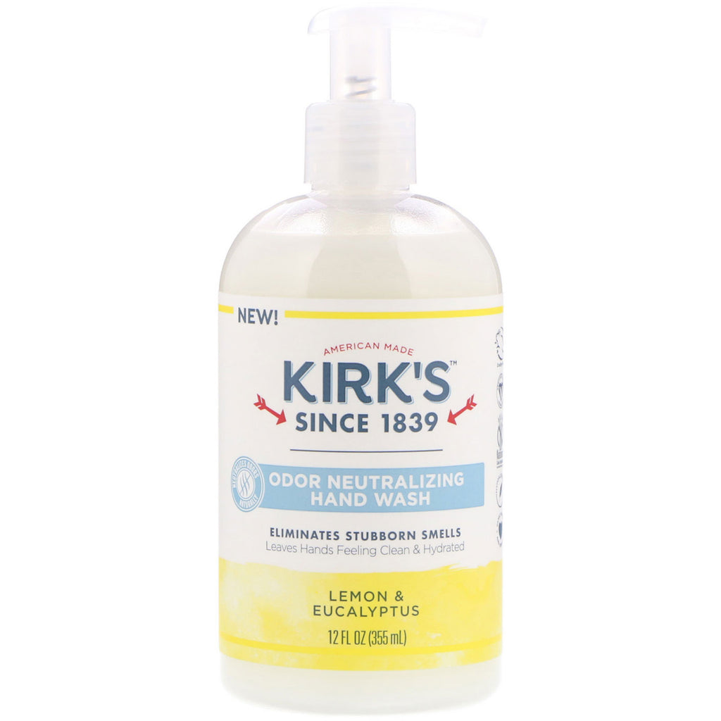 Kirk's, Odor Neutralizing Hand Wash, Lemon & Eucalyptus, 12 fl oz (355 ml)