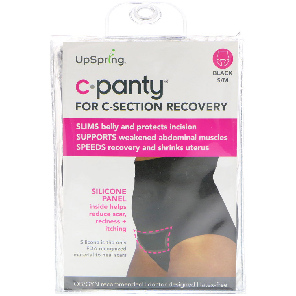 UpSpring Baby C-Panty High Waist C-Section Recovery & Slimming Underwear  with C-Section Scar Healing S/M Black 