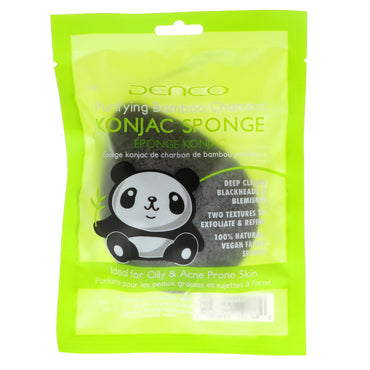Denco, Konjac Sponge, Purifying Bamboo Charcoal, 1 Sponge