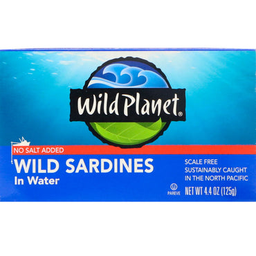 Wild Planet, Wild Sardines In Water, No Salt Added, 4.4 oz (125 g)