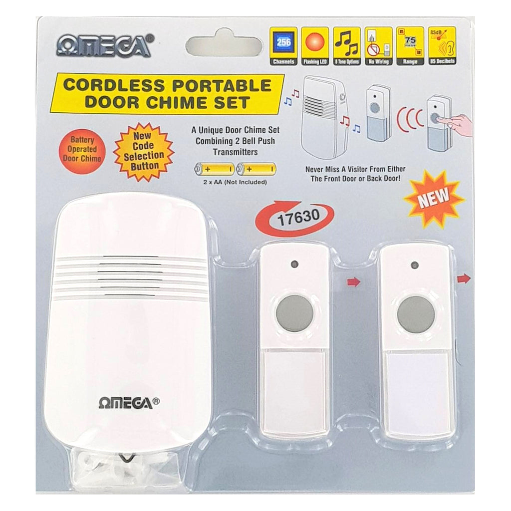 Omega Door Chime B/O | Twin Bell Push | Upto75m Range