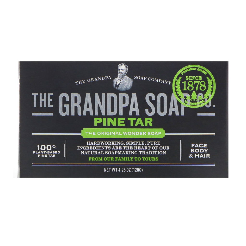 Grandpa's, Pain de savon visage, corps et cheveux, goudron de pin, 4,25 oz (120 g)