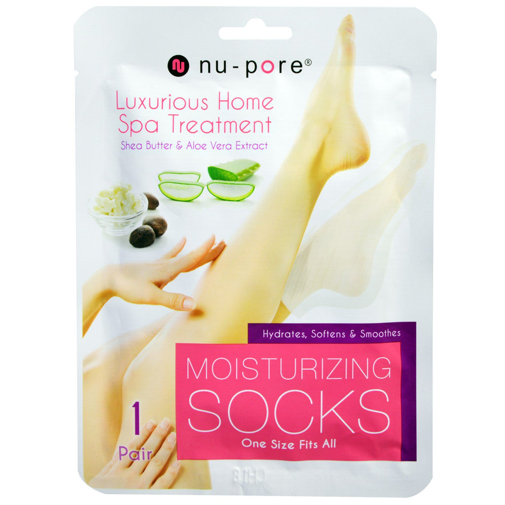 Nu-Pore, Moisturizing Socks, Shea Butter & Aloe Vera Extract, 1 Pair