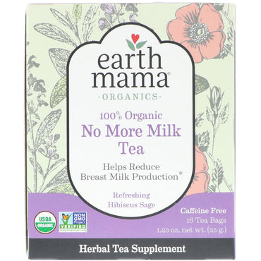 Earth Mama, 100%  No More Milk Tea, Refreshing Hibiscus Sage, 16 Tea Bags, 1.23 oz (35 g)