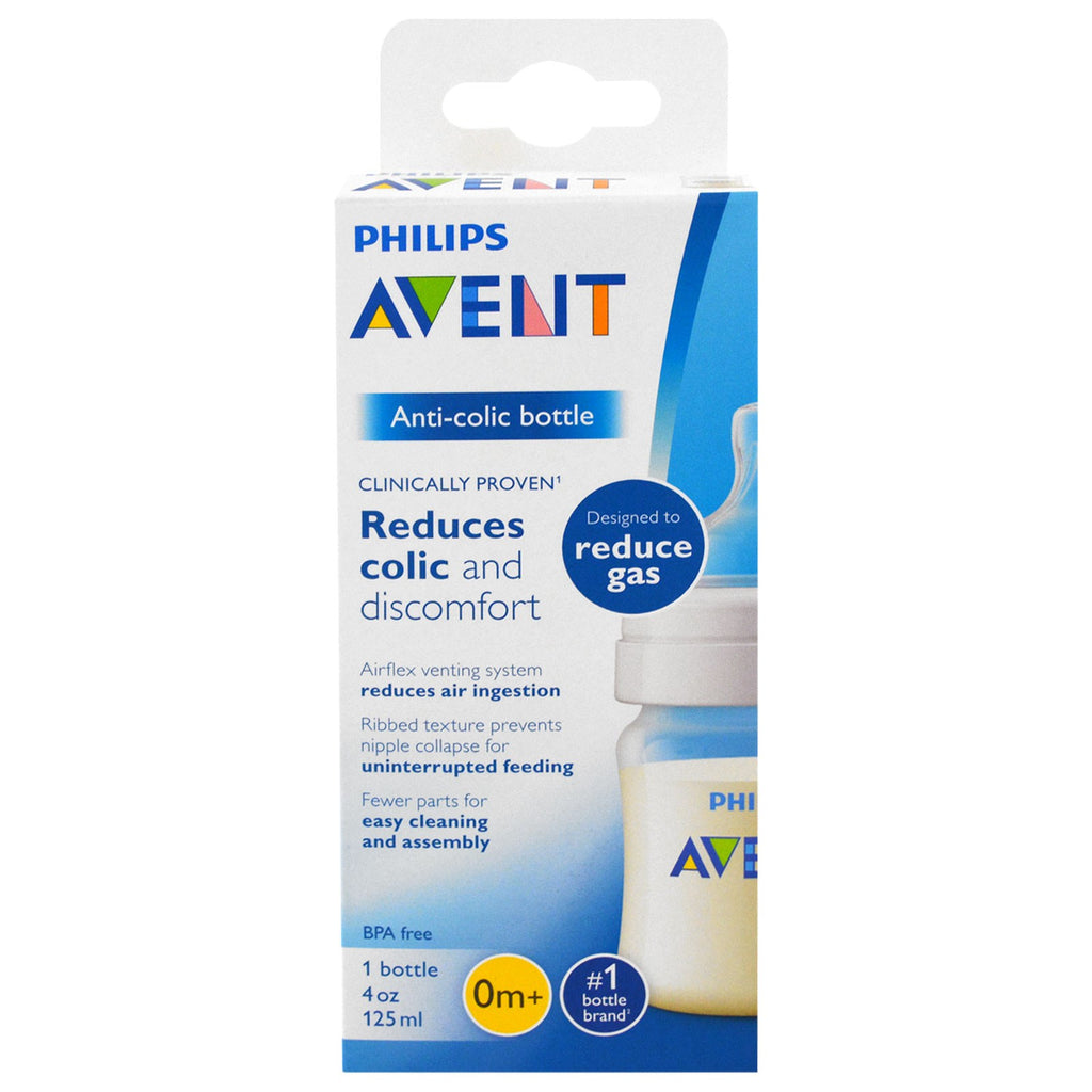 Philips Avent, Anti-Colic Bottle, 0 + Months, 1 Bottle, 4 oz (125 ml)