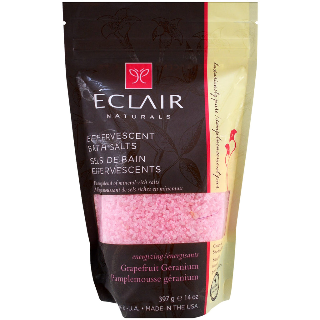 Eclair Naturals, Sales de baño efervescentes, pomelo y geranio, 14 oz (397 g)