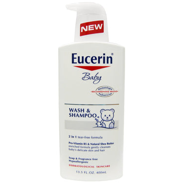 Eucerin, Baby, Wash & Shampoo, Fragrance Free, 13.5 fl oz (400 ml)