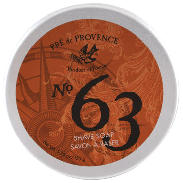 European Soaps, LLC, Pre de Provence, No. 63 Shave Soap, 5.25 oz (150 g)