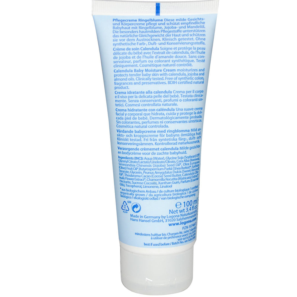 Logona Naturkosmetik, Baby Moisture Cream, Calendula, 3.4 fl oz (100 ml)