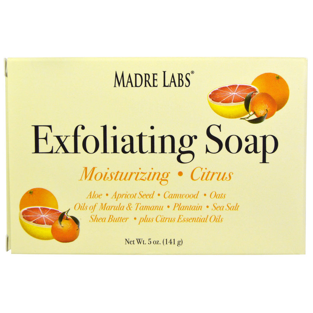 Madre Labs, Exfoliating Bar Soap, with Marula & Tamanu Oils plus Shea Butter, Citrus, 5 oz (141 g)