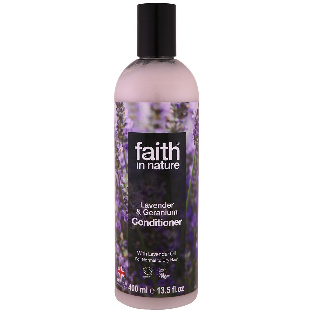 Faith in Nature, Conditioner, For Normal to Dry Hair, Lavender & Geranium, 13.5 fl oz (400 ml)