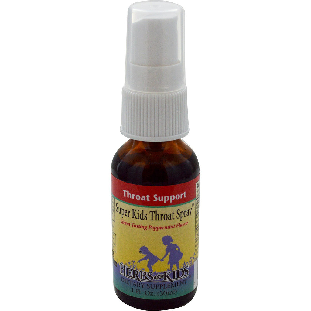 Herbs for Kids, Super Kids Throat Spray, Peppermint, 1 fl oz (30 ml)