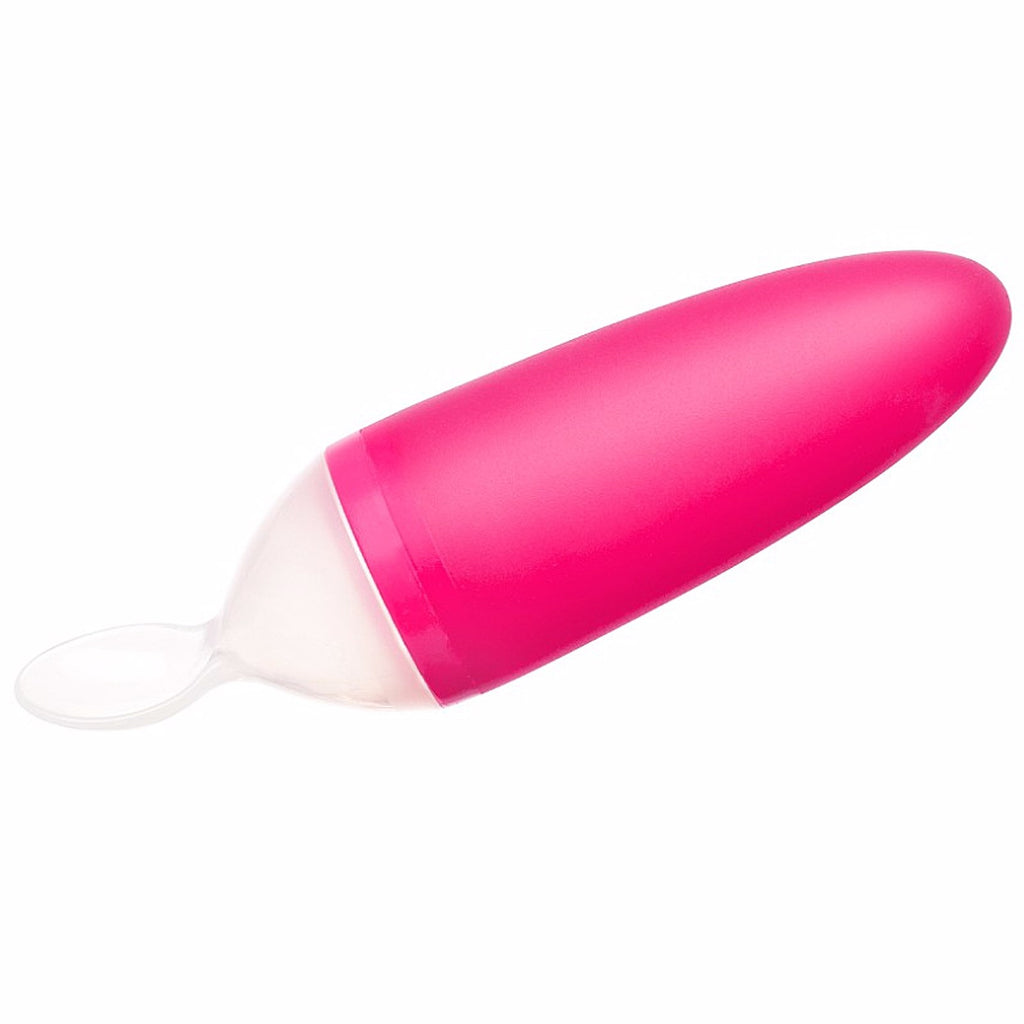 Boon, Squirt, Silicone Baby Food Dispensing Spoon, 4 + Months, Pink, 3 oz (89 ml)