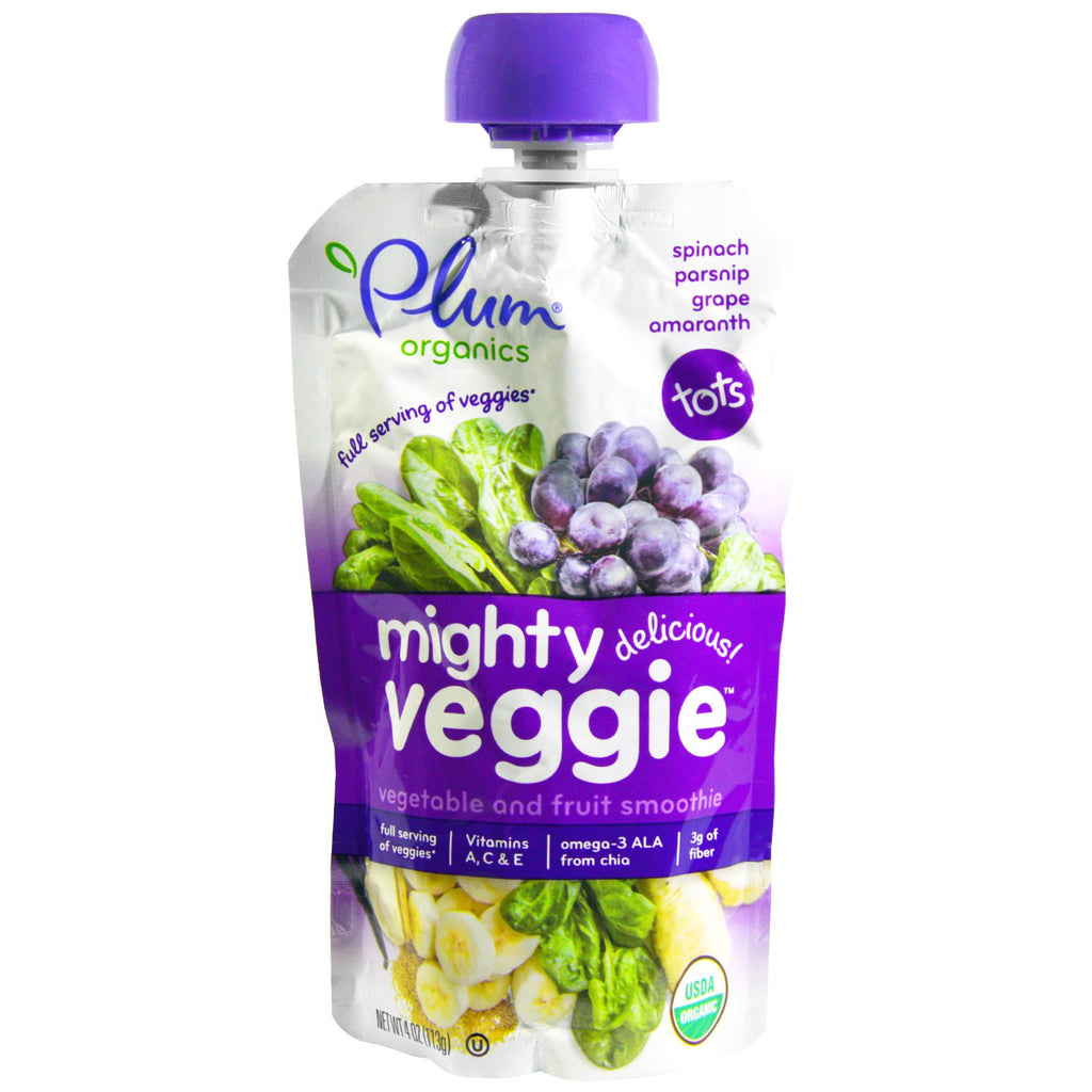Plum s Tots Mighty Veggie Espinaca Chirivía Uva Amaranto 4 oz (113 g)