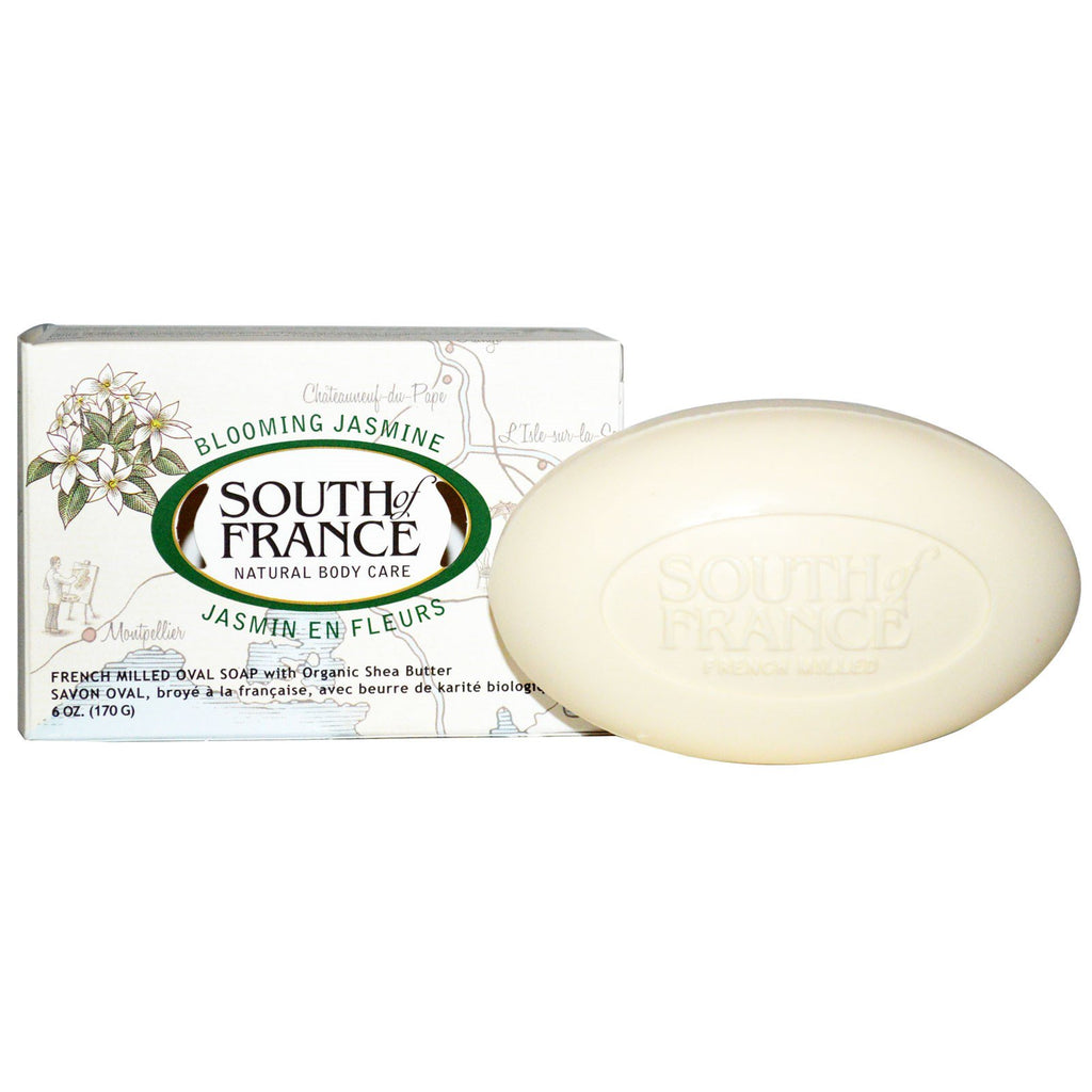 South of France, Blooming Jasmine, French Milled Oval Soap with Shea Butter, 6 oz (170 g)