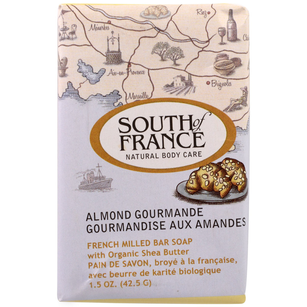 South of France, French Milled Bar Soap with Shea Butter, Almond Gourmande, 1.5 oz (42.5 g)