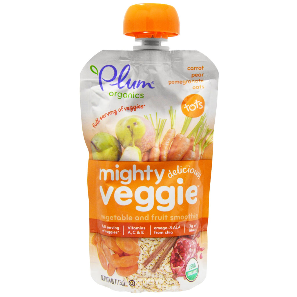 Plum s Tots Mighty Veggie Zanahoria Pera Granada Avena 4 oz (113 g)