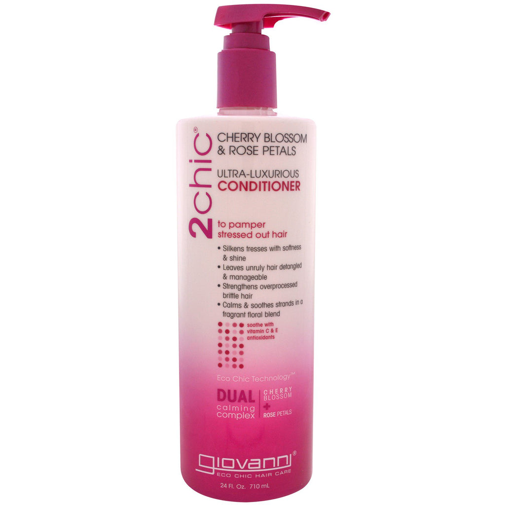 Giovanni, 2chic, Ultra-Luxurious Conditioner, to Pamper Stressed Out Hair, Cherry Blossom & Rose Petals, 24 fl oz (710 ml)
