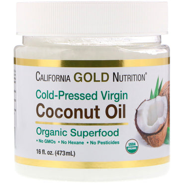 California Gold Nutrition, Cold-Pressed Virgin Coconut Oil, Superfood, Unrefined, 16 fl oz (473 ml)