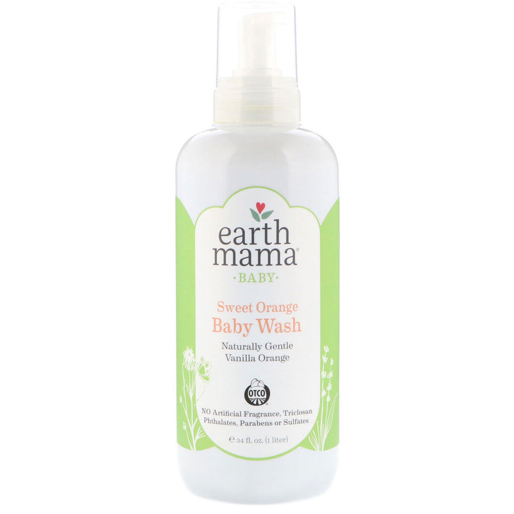 Earth Mama, Baby, Sweet Orange Baby Wash, Vanilla Orange, 34 fl oz (1 l)