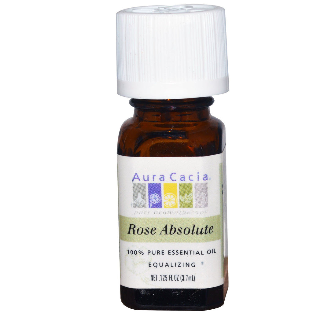 Aura Cacia, 100% Pure Essential Oil, Rose Absolute, Equalizing, 0.125 fl oz (3.7 ml)