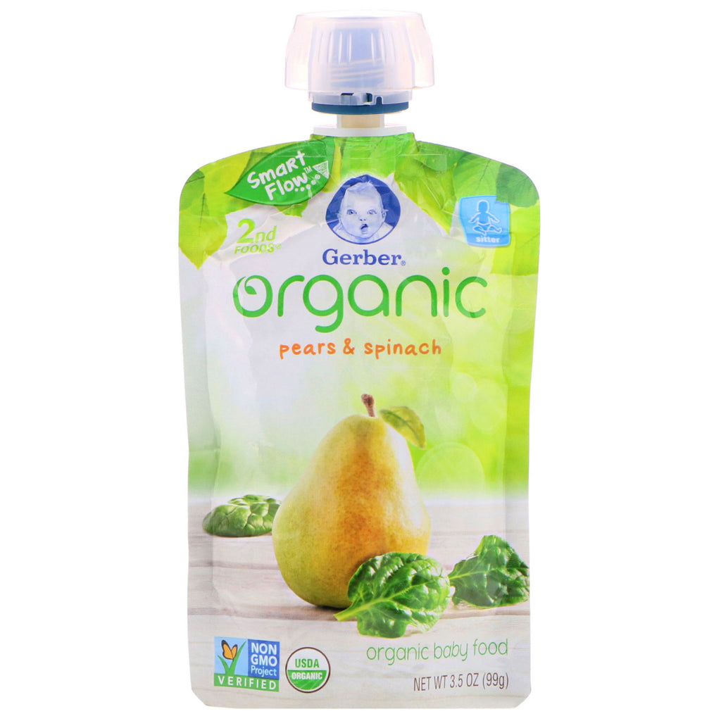 Gerber 2nd Foods Baby Food Pear Spinach 3.5 oz (99 g)