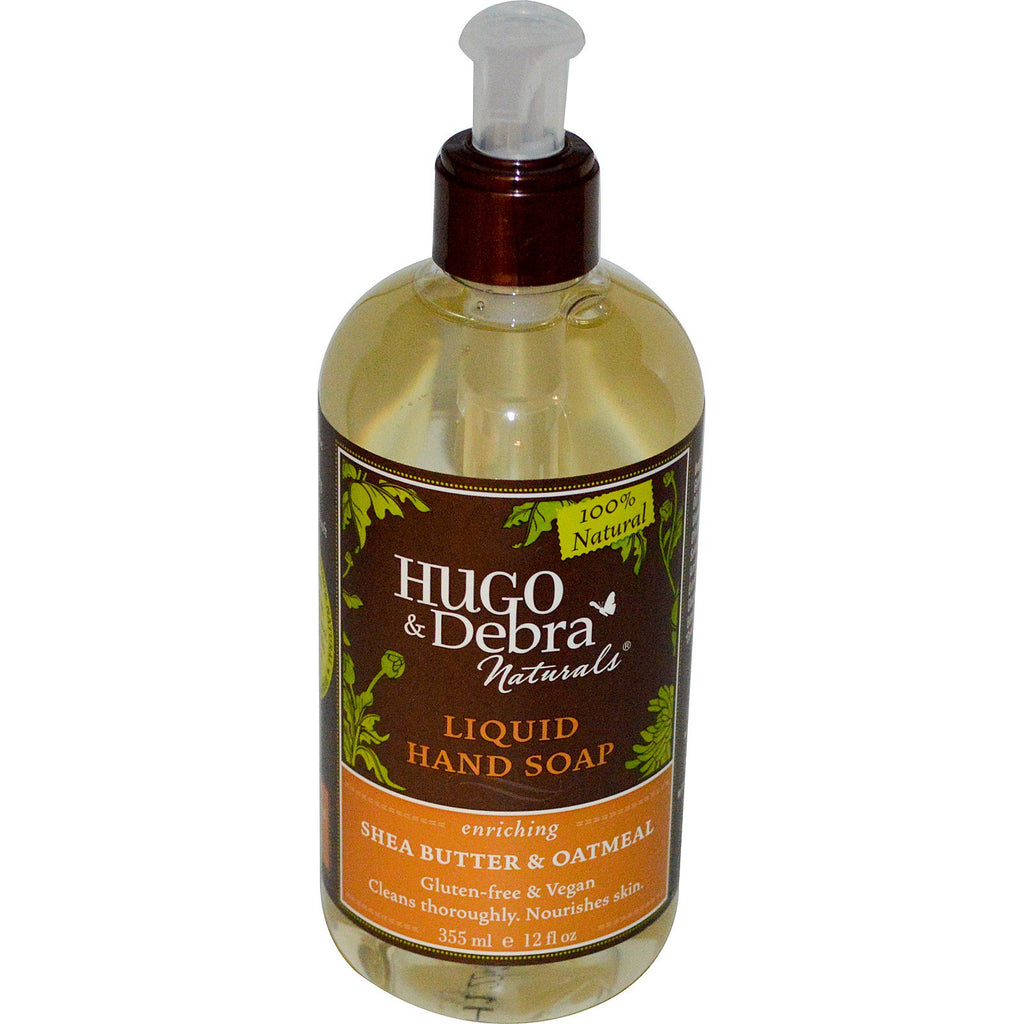 Hugo Naturals, Savon liquide pour les mains, beurre de karité et flocons d'avoine, 12 fl oz (355 ml)