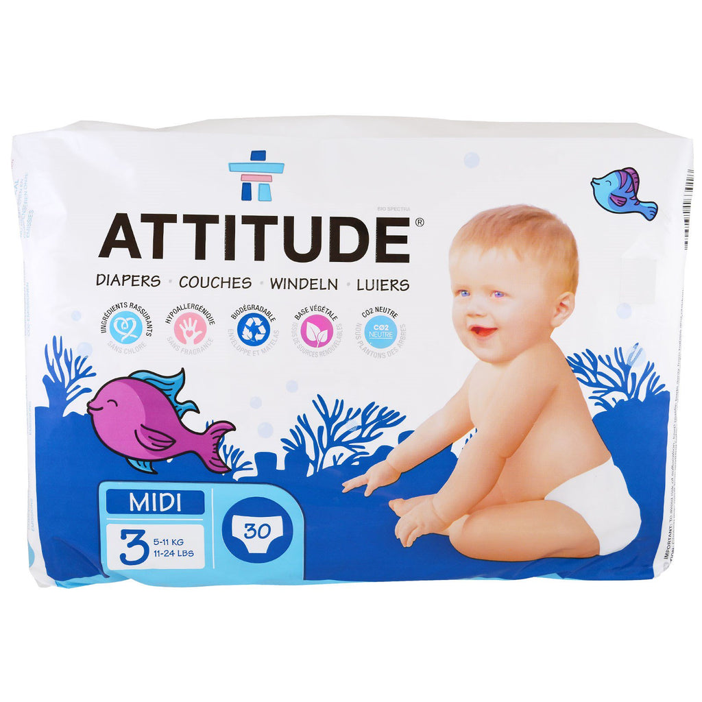 ATTITUDE, Couches, Midi 3, 11-24 lbs (5-11 kg), 30 Couches