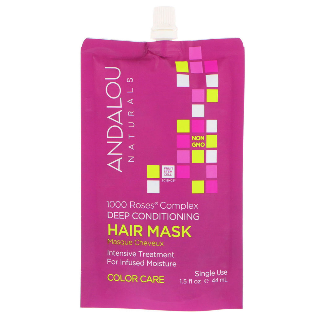 Andalou Naturals, Revitalisant en profondeur complexe 1000 Roses, soin de la couleur, masque capillaire, 1,5 fl oz (44 ml)