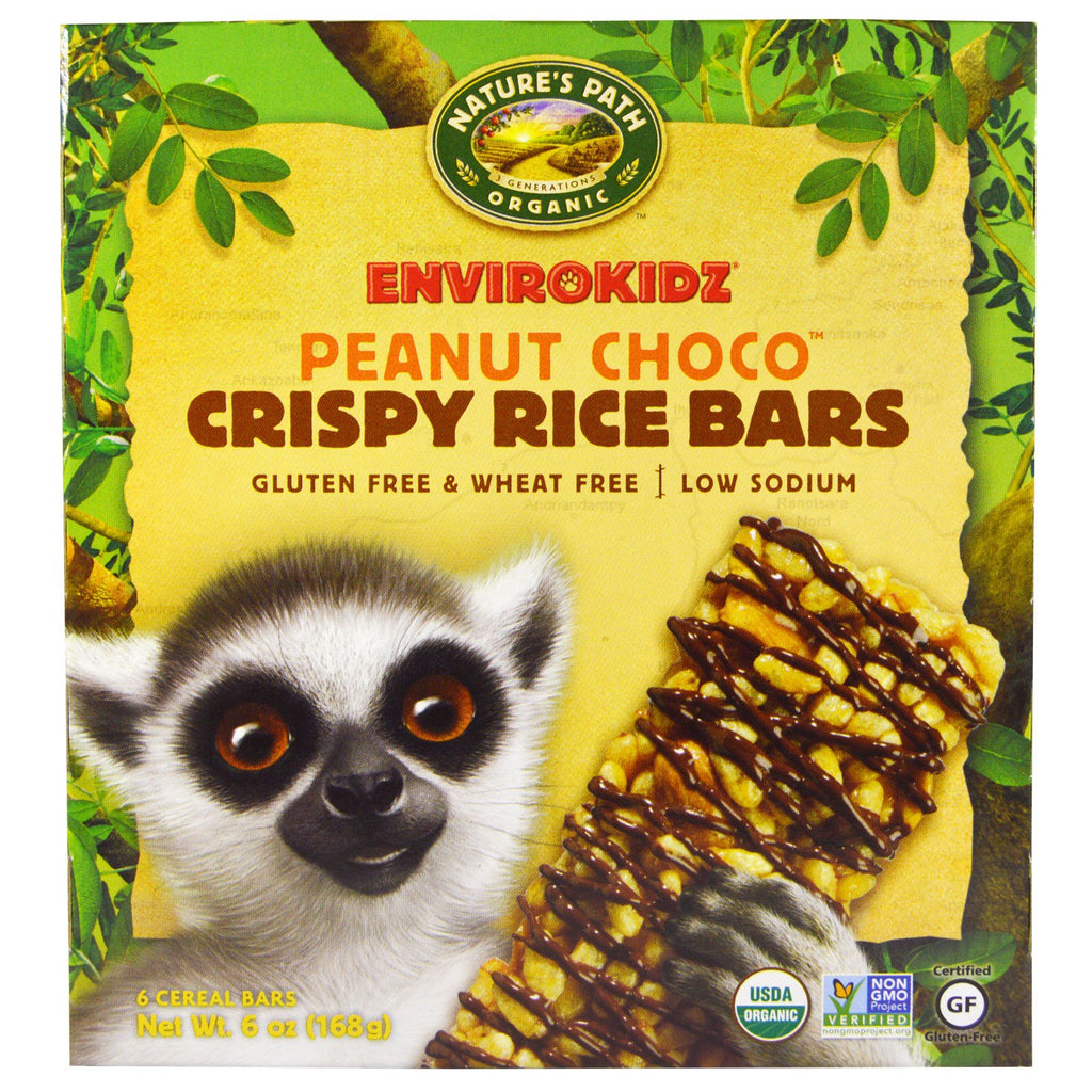 Nature's Path EnviroKidz Crispy Rice Cereal Bars Peanut Choco 6 Bars 1 oz (28 g) Each