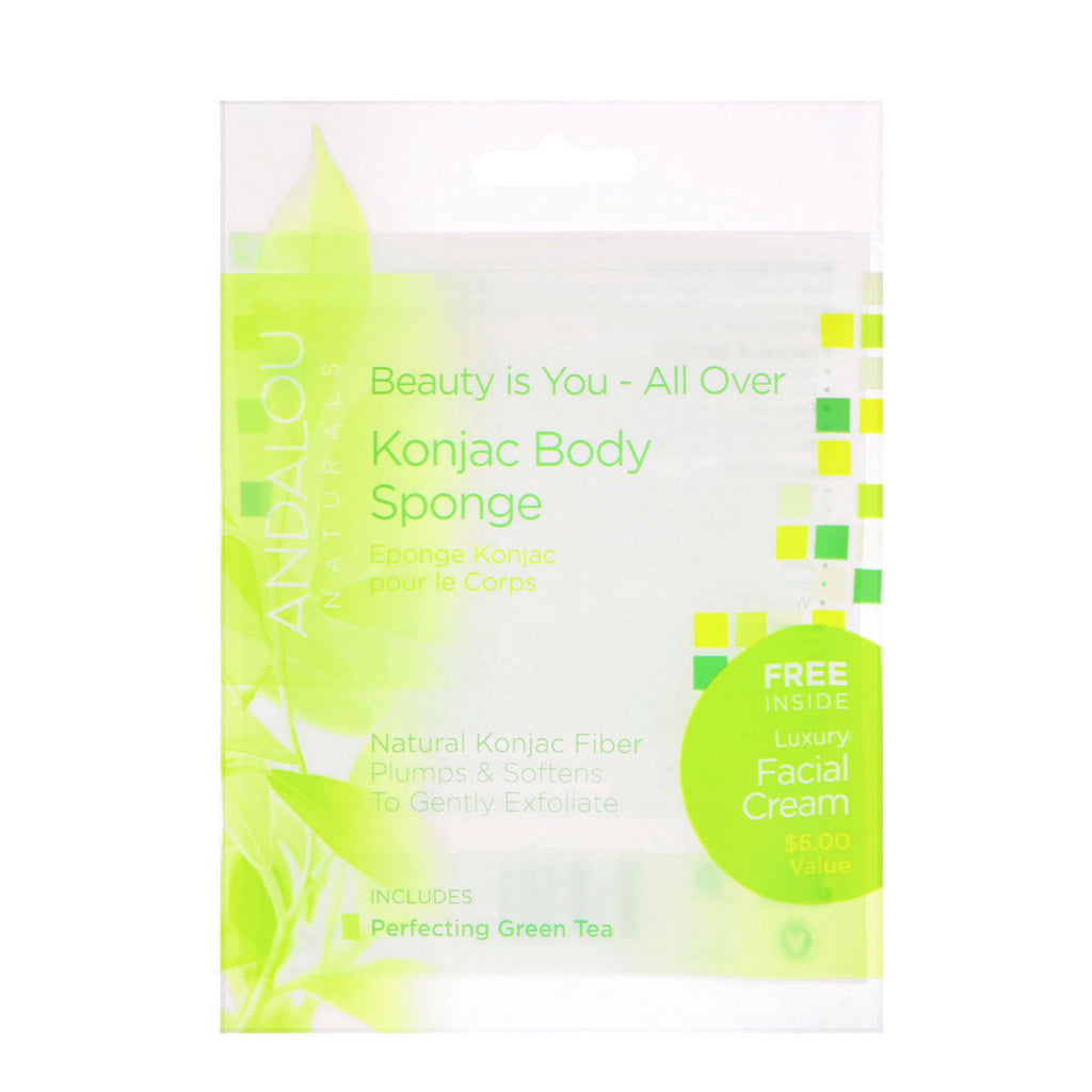Andalou Naturals, Beauty Is You - All Over, Konjac Body Sponge, 1 Sponge