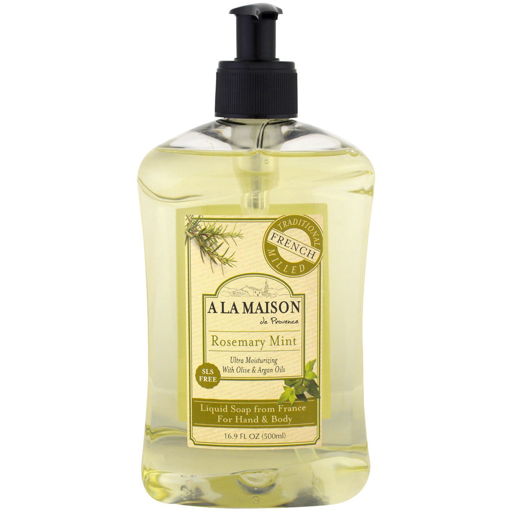 A La Maison de Provence, Savon mains et corps, Romarin Menthe, 16,9 fl oz (500 ml)