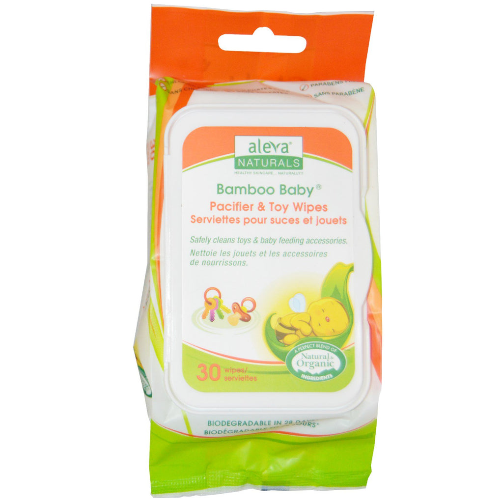 Aleva Naturals Bamboo Baby Wipes Pacifier & Toy 30 Wipes