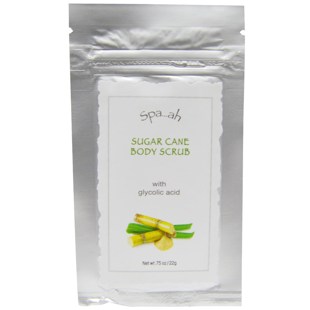 Smith & Vandiver, Spa...ah, Exfoliante corporal de caña de azúcar con ácido glicólico, 22 g (0,75 oz)